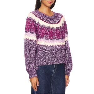 FREE PEOPLE Festive Frost Pullover BlackBerry Wine Combo Size XS
